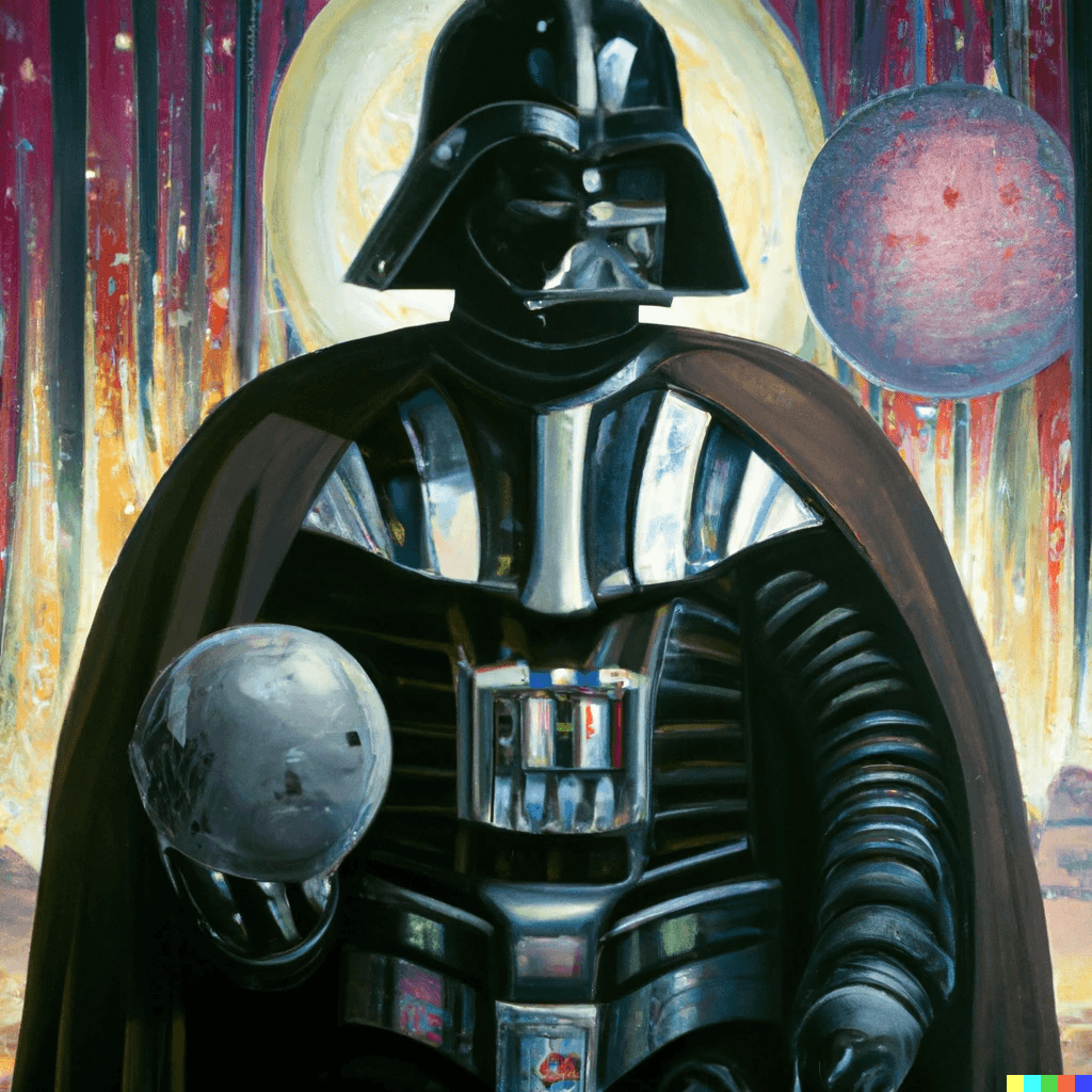 Darth Vader oil painting by Tristan Deane and MidJourney